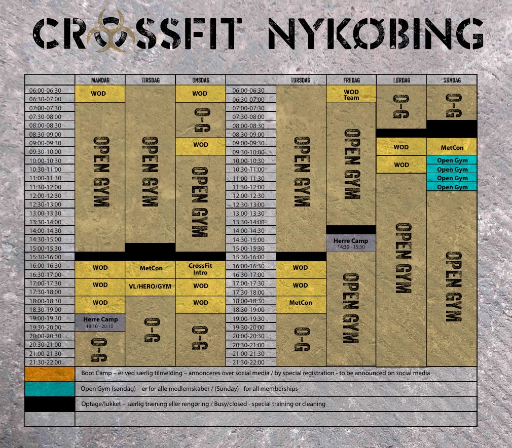 Crossfit Nykøbing weekplan
